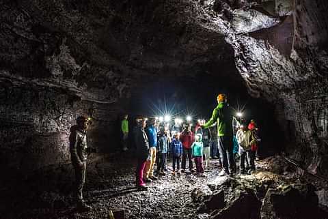 Group in Lava cave