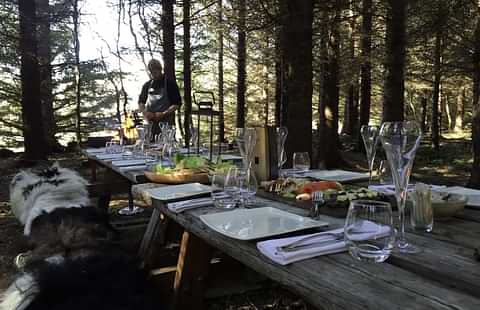 Wild Dining Setup with Chef
