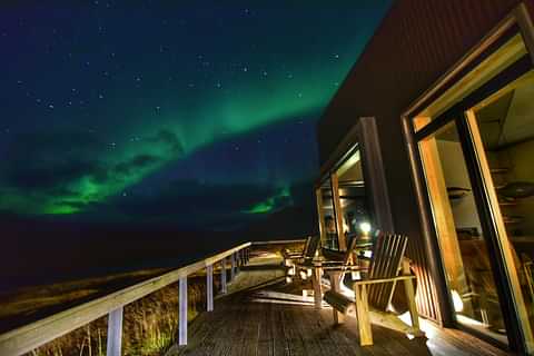 Fishing Lodge with northern lights