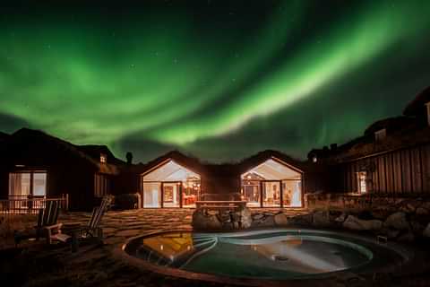Deplar Farm Back Exterior Overview With Northern Lights