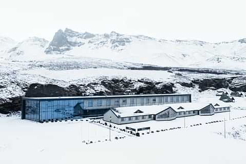 Hotel Vík í Mýrdal exterior overview in the winter time