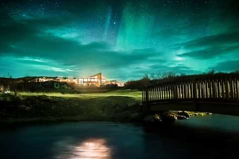 Hotel Husafell Exterior with Northern Lights