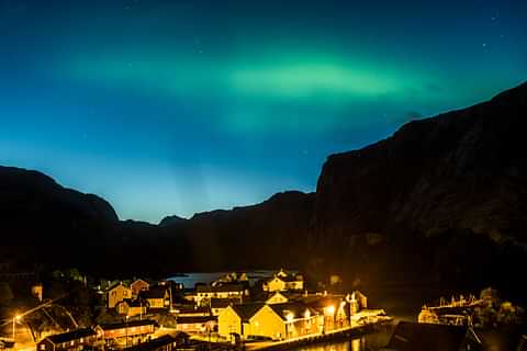 Northern lights over Nusfjord Thomas Rasmus Skaug Visit Norway com