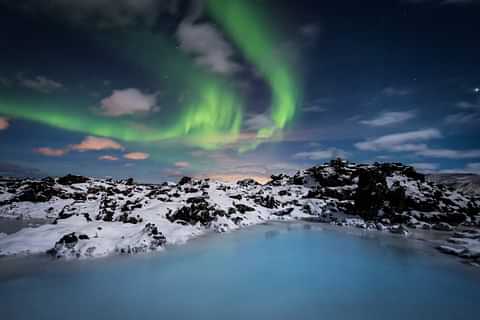 Blue lagoon northern lights