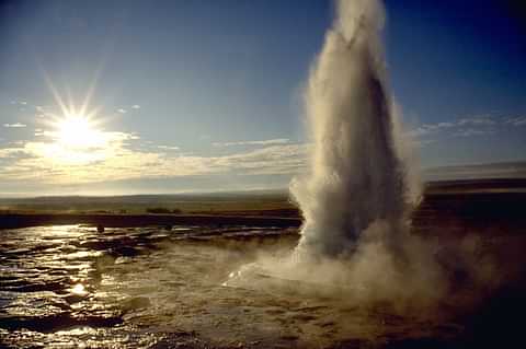 Geysir Eruption Near