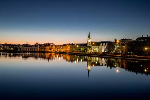 Reykjavíkurtjörn Summer Nighttime