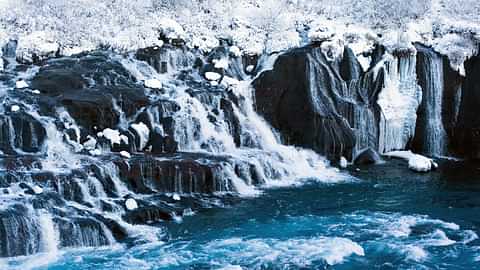 Hraunfossar west iceland winter 23281